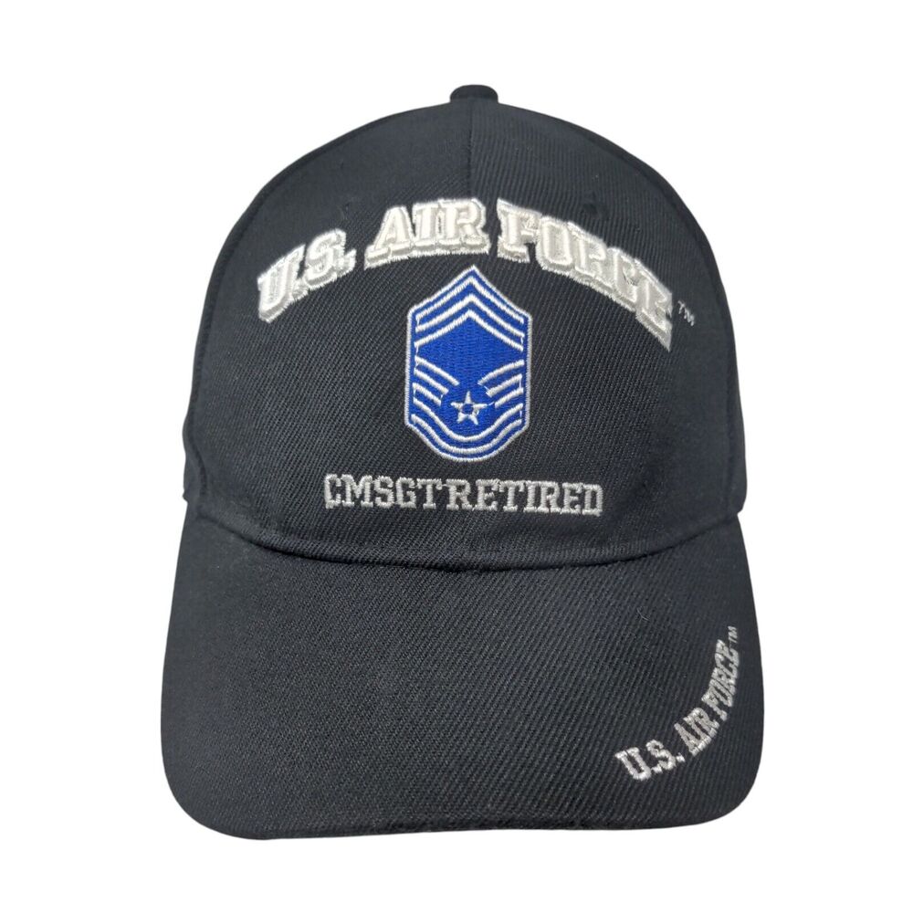 US Air Force CMSGTRETIRED Strapback Hat Black OSFM Adjustable Embroidered KYS